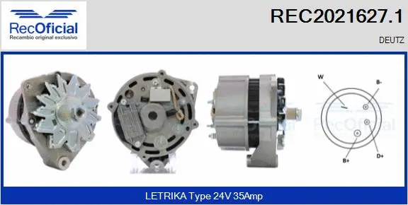 Alternateur RECOFICIAL REC2021627.1
