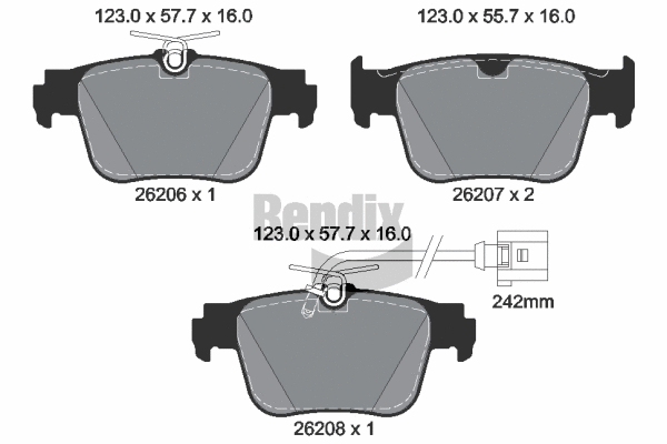 Kit de plaquettes de frein, frein à disque BENDIX Braking BPD2433