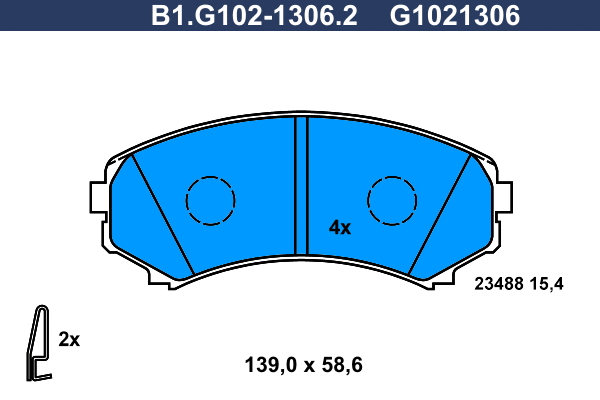 Kit de plaquettes de frein, frein à disque GALFER B1.G102-1306.2