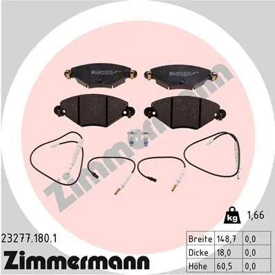 Kit de plaquettes de frein, frein à disque ZIMMERMANN 23277.180.1