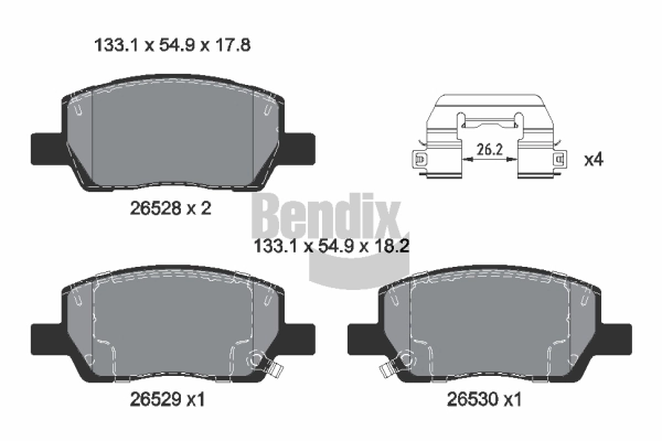 Kit de plaquettes de frein, frein à disque BENDIX Braking BPD2571