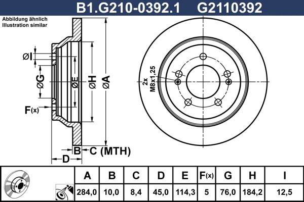 Disque de frein GALFER B1.G210-0392.1