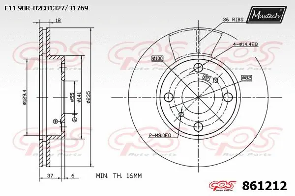 Disque de frein MAXTECH 861212