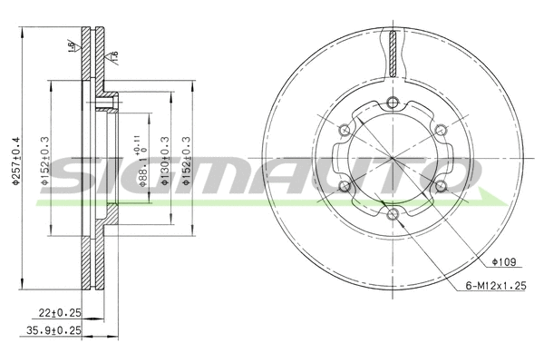 Disque de frein SIGMAUTO DBA385V