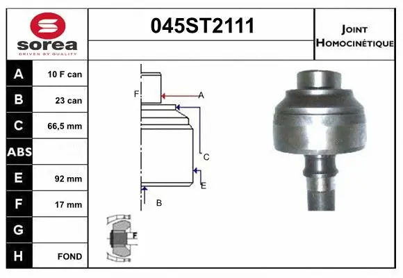 Jeu de joints, arbre de transmission STARTCAR 045ST2111