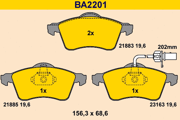 Kit de plaquettes de frein, frein à disque BARUM BA2201