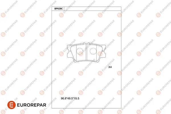 Kit de plaquettes de frein, frein à disque EUROREPAR 1681207280