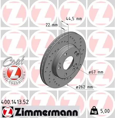 Disque de frein ZIMMERMANN 400.1413.52