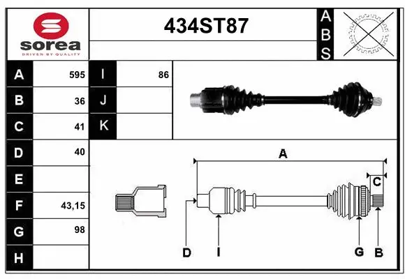 Arbre de transmission STARTCAR 434ST87