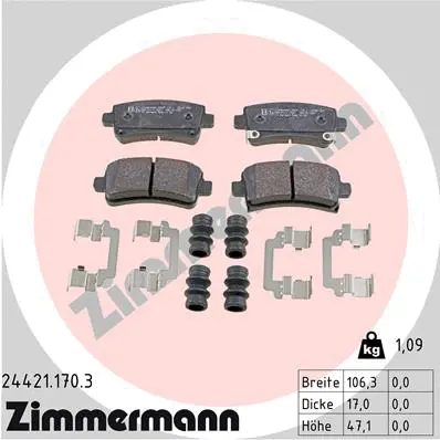 Kit de plaquettes de frein, frein à disque ZIMMERMANN 24421.170.3