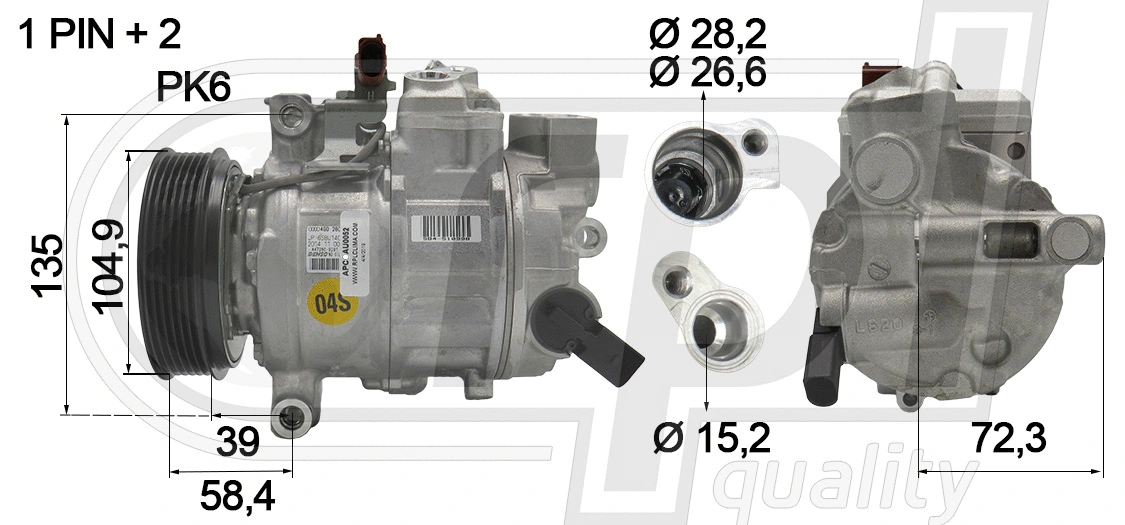 Compresseur, climatisation RPL QUALITY APCOAU5052