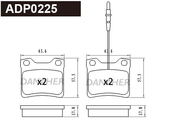 Kit de plaquettes de frein, frein à disque DANAHER ADP0225