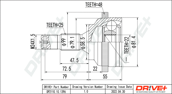Jeu de joints, arbre de transmission Dr!ve+ DP2110.10.1396