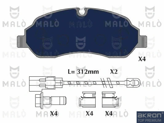 Kit de plaquettes de frein, frein à disque AKRON-MALÒ 1051289