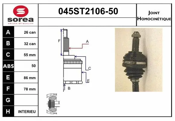 Jeu de joints, arbre de transmission STARTCAR 045ST2106-50