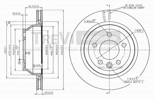 Disque de frein TREVI AUTOMOTIVE BD1234