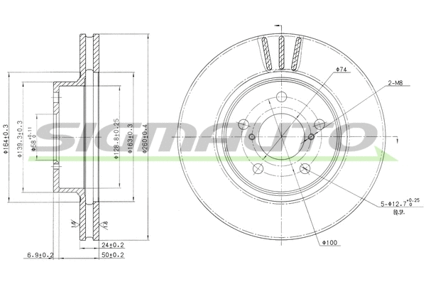 Disque de frein SIGMAUTO DBA485V