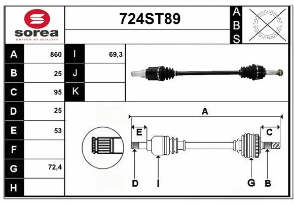 Arbre de transmission STARTCAR 724ST89