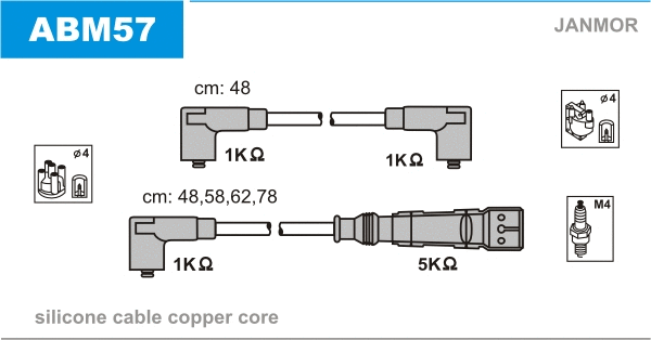 Kit de câbles d'allumage JANMOR ABM57