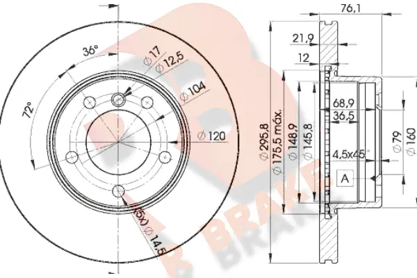 Disque de frein R BRAKE 78RBD14839