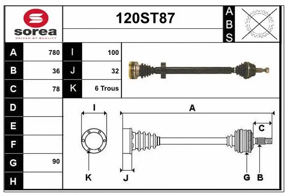 Arbre de transmission STARTCAR 120ST87