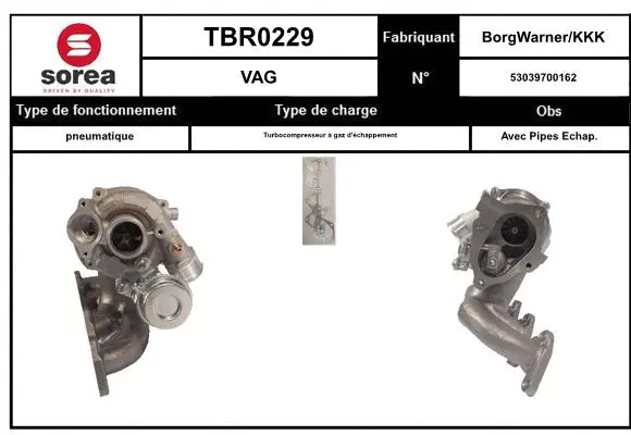 Turbocompresseur, suralimentation STARTCAR TBR0229