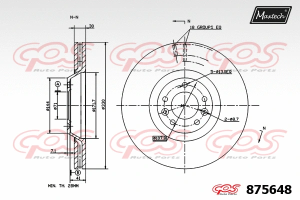 Disque de frein MAXTECH 875648
