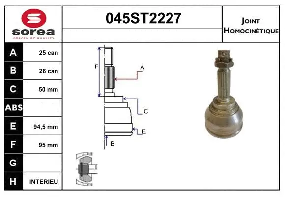 Jeu de joints, arbre de transmission STARTCAR 045ST2227