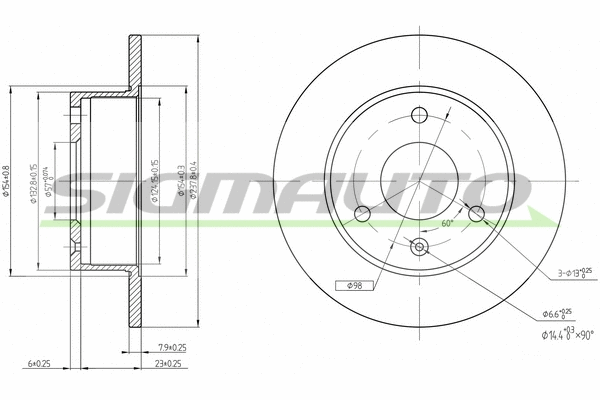 Disque de frein SIGMAUTO DBA132S