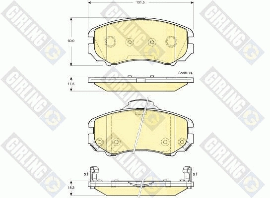 Kit de plaquettes de frein, frein à disque GIRLING 6133869