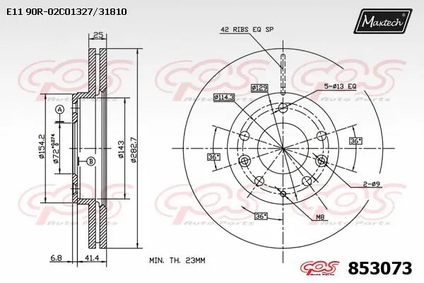 Disque de frein MAXTECH 853073