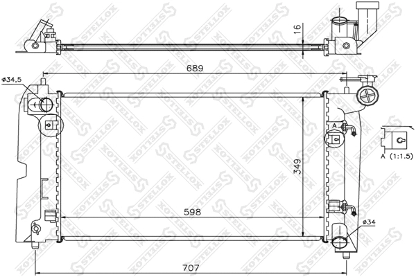 Radiateur, refroidissement du moteur STELLOX 10-25067-SX