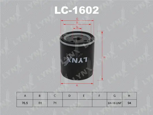 Filtre à huile LYNXAUTO LC-1602