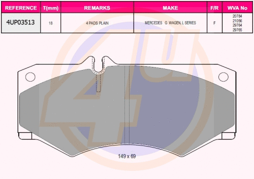 Kit de plaquettes de frein, frein à disque 4u 4UP03513