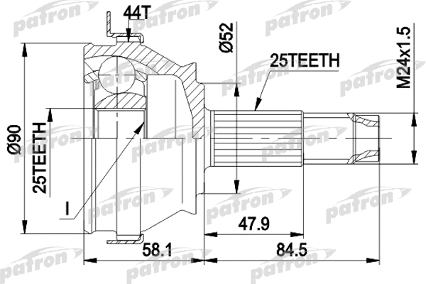 Jeu de joints, arbre de transmission PATRON PCV1093