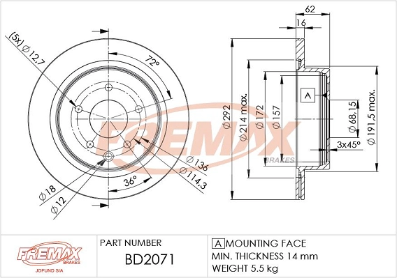 Disque de frein FREMAX BD-2071