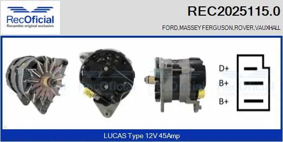 Alternateur RECOFICIAL REC2025115.0