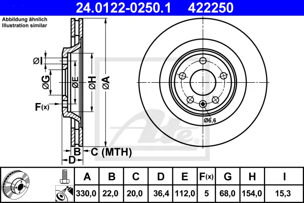 Disque de frein ATE-APAC 24.0122-0250.1