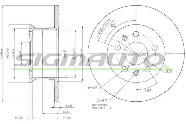 Disque de frein SIGMAUTO DBA033S