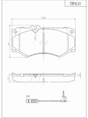 Kit de plaquettes de frein, frein à disque FI.BA FBP4143