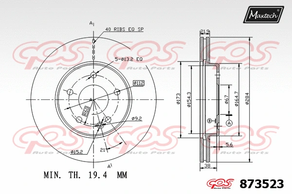 Disque de frein MAXTECH 873523