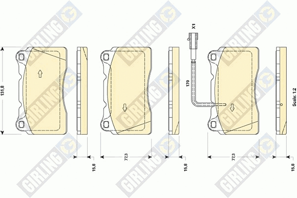 Kit de plaquettes de frein, frein à disque GIRLING 6118719