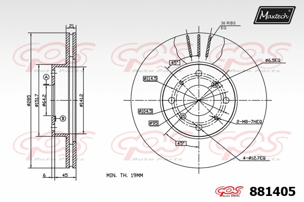 Disque de frein MAXTECH 881405