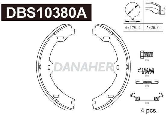 Jeu de mâchoires de frein, frein de stationnement DANAHER DBS10380A