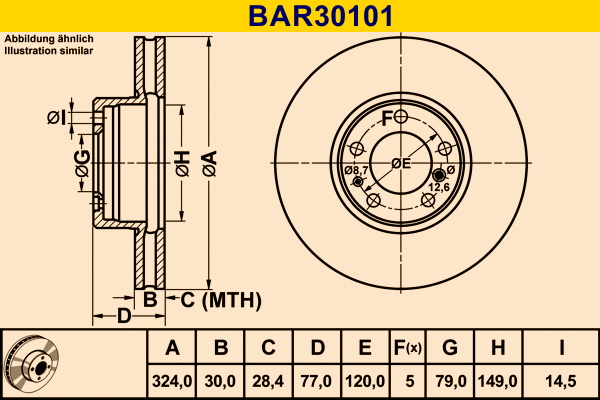 Disque de frein BARUM BAR30101