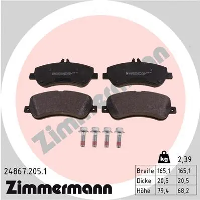 Kit de plaquettes de frein, frein à disque ZIMMERMANN 24867.205.1