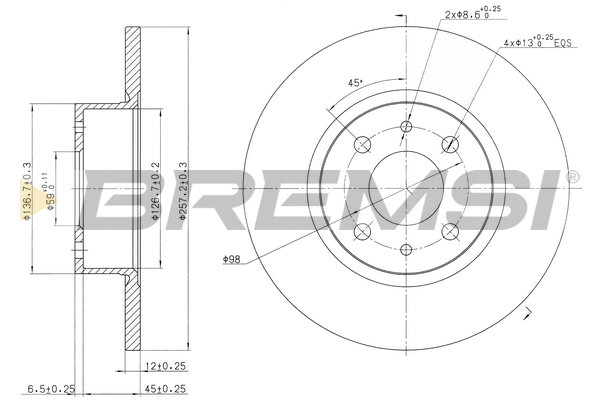 Disque de frein BREMSI CD6068S