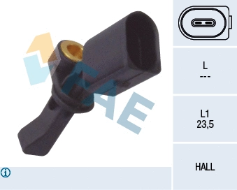 Capteur, vitesse de roue FAE 78066