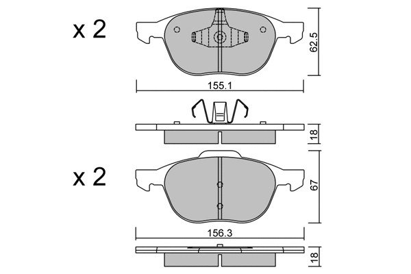 Kit de plaquettes de frein, frein à disque AISIN BPMZ-1007