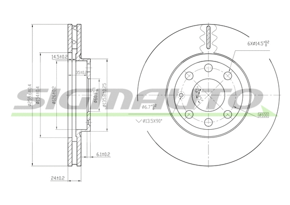 Disque de frein SIGMAUTO DBB131V